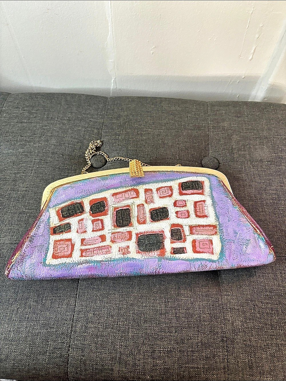 Mary Frances Purple & Red Beaded Clutch